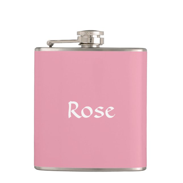 Rose Pink Personalized Flask (Front)