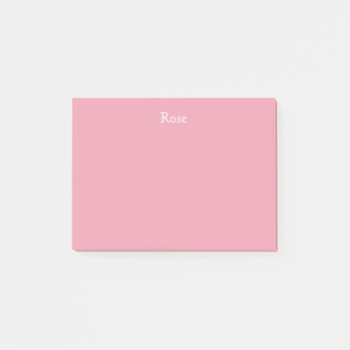 Rose Pink Personalized Post It Notes by LokisColors at Zazzle