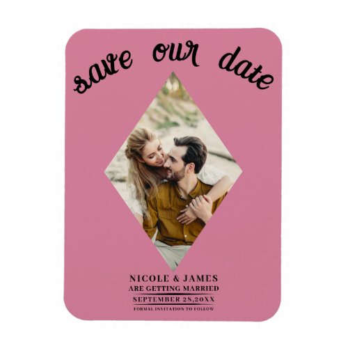 Rose Pink Photo Wedding Save the Date Magnet