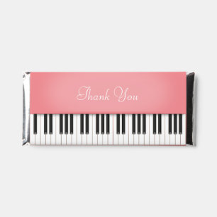 Rose Pink Piano Keyboard Instrument Custom Message Hershey Bar Favors