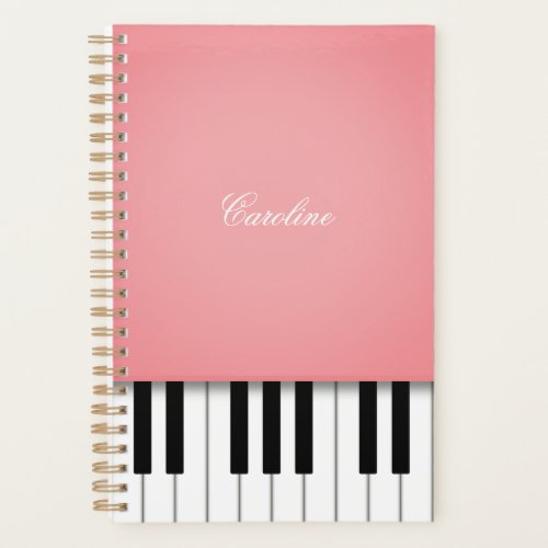 Rose Pink Piano Keyboard Personalized Music Planner