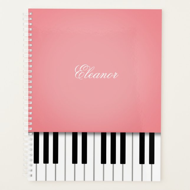 Rose Pink Piano Music Keyboard Customized Planner (Front)