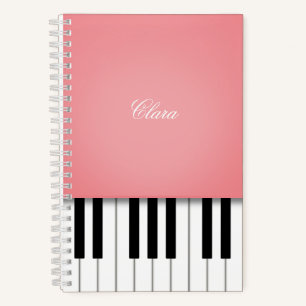 Rose Pink Piano Music Keyboard Personalized Notebook