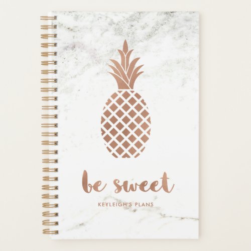 Rose Pink Pineapple on White Marble  Be Sweet Planner