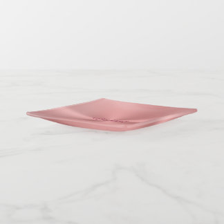 Rose pink polished chrome-look trinket tray