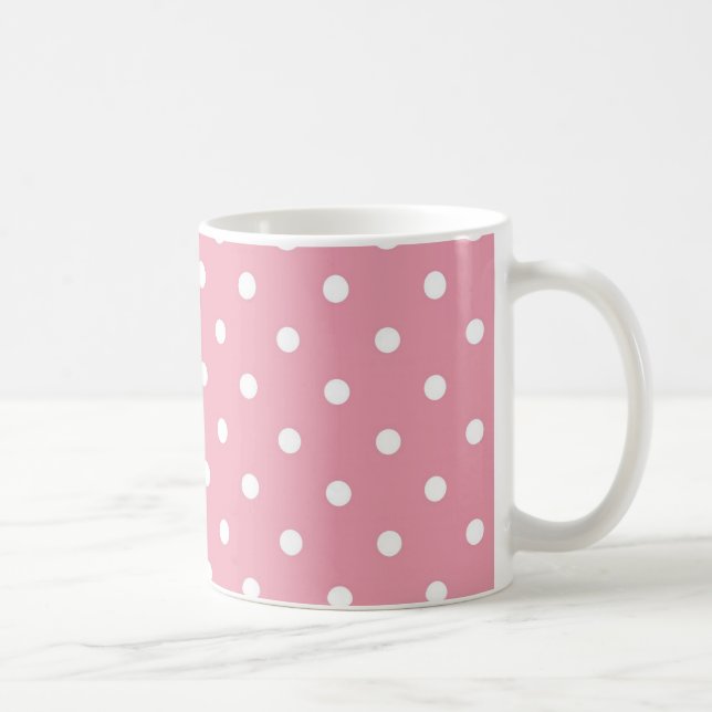 Rose Pink Polka Dot Coffee Mug Template (Right)