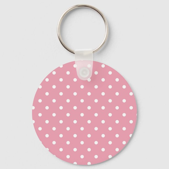 Rose Pink Polka Dot Keychain (Front)
