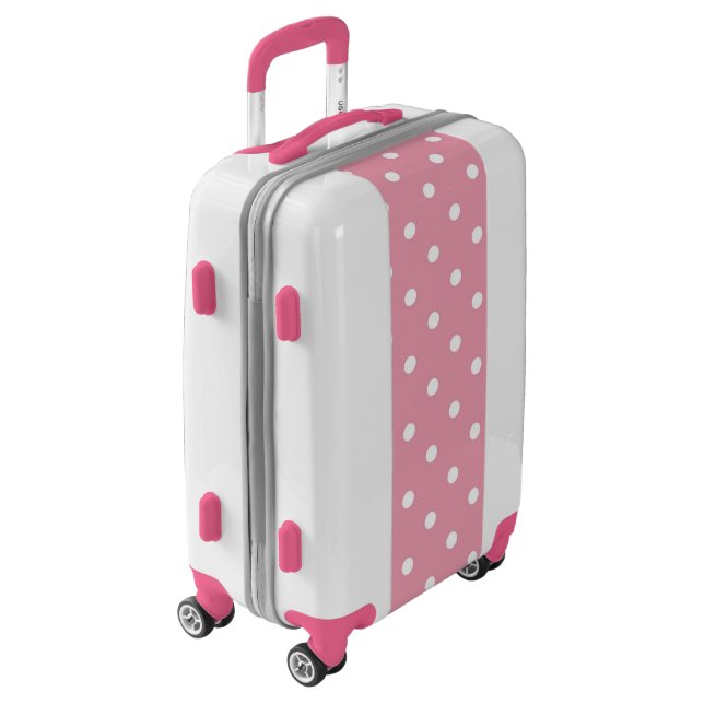Rose Pink Polka Dot Luggage (Rotated Left)