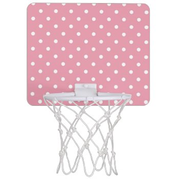 Rose Pink Polka Dot Mini Basketball Goal Mini Basketball Hoop by LokisColors at Zazzle