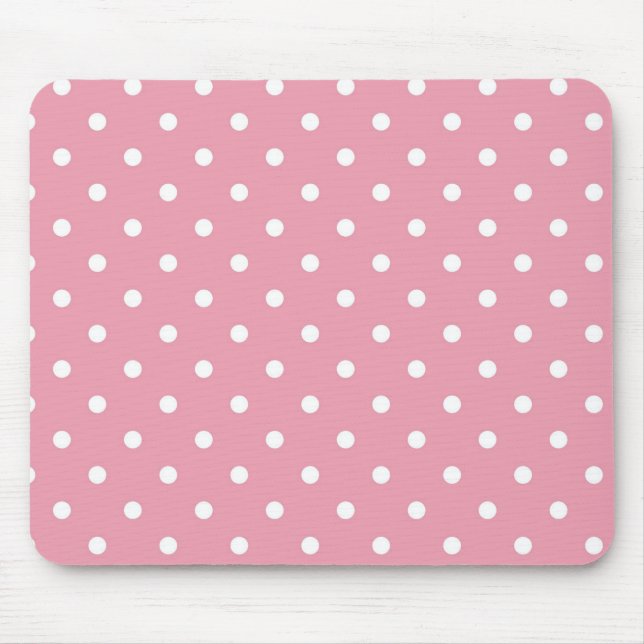 Rose Pink Polka Dot Mousepad (Front)