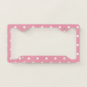 Rose Pink Polka Dots License Plate Frame