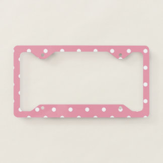 Rose Pink Polka Dots License Plate Frame