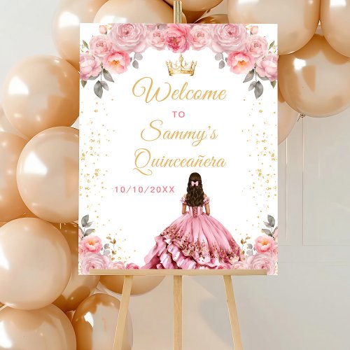 Rose Pink Princess Quinceaera Welcome Foam Board