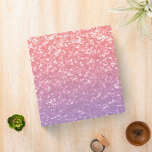 Rose pink purple lavender faux sparkles glitters 3 ring binder