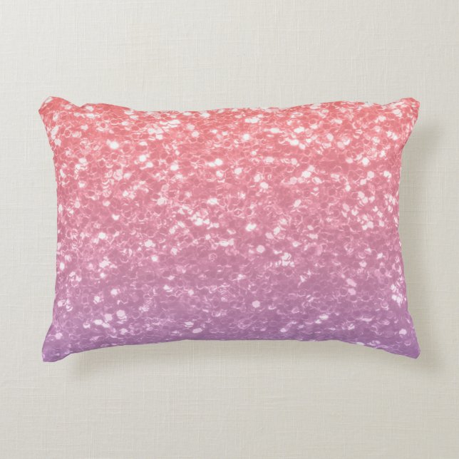 Rose pink purple lavender faux sparkles glitters accent pillow (Front)