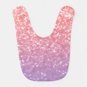 Rose pink purple lavender faux sparkles glitters baby bib