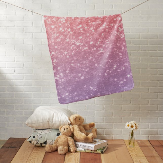 Rose pink purple lavender faux sparkles glitters baby blanket (In Situ)