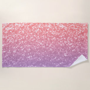 Rose pink purple lavender faux sparkles glitters beach towel