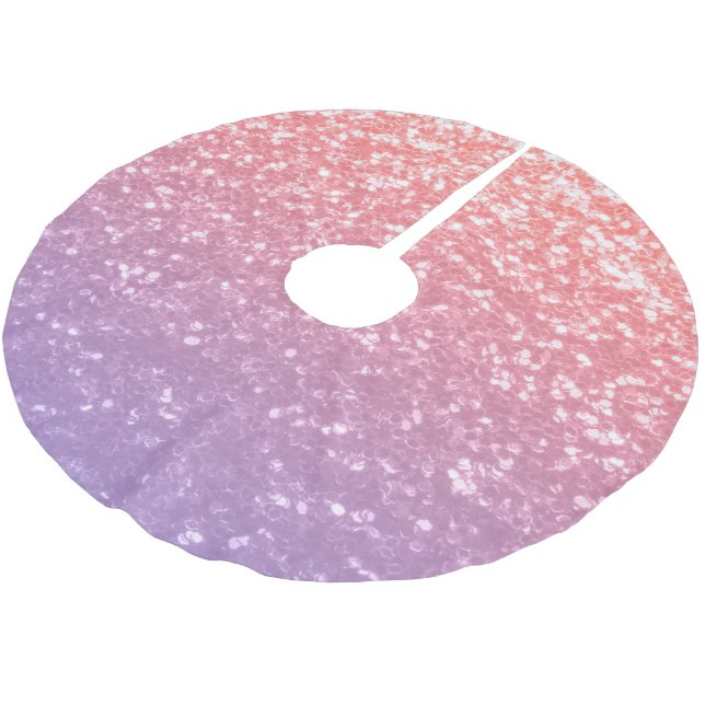 Rose pink purple lavender faux sparkles glitters brushed polyester tree skirt (Angled)