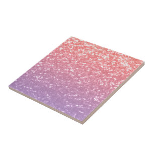Rose pink purple lavender faux sparkles glitters ceramic tile