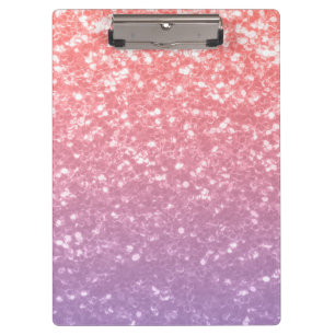 Rose pink purple lavender faux sparkles glitters clipboard