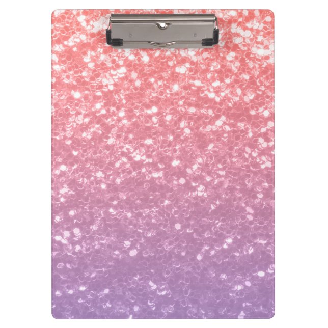 Rose pink purple lavender faux sparkles glitters clipboard (Front)