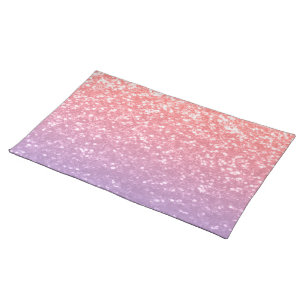 Rose pink purple lavender faux sparkles glitters cloth placemat
