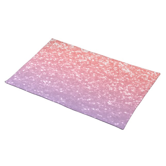 Rose pink purple lavender faux sparkles glitters cloth placemat (On Table)