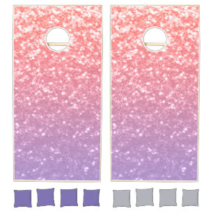Rose pink purple lavender faux sparkles glitters cornhole set