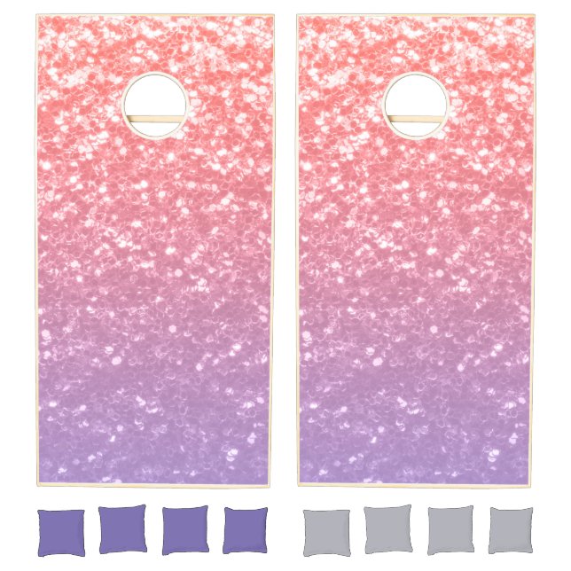 Rose pink purple lavender faux sparkles glitters cornhole set (Set)