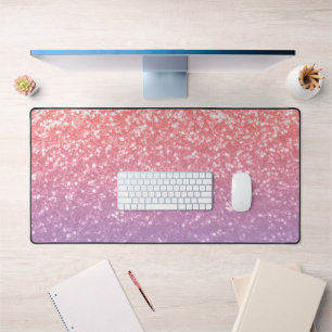 Rose pink purple lavender faux sparkles glitters desk mat