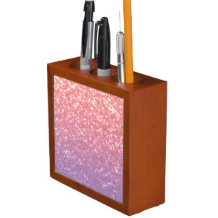 Rose pink purple lavender faux sparkles glitters desk organizer