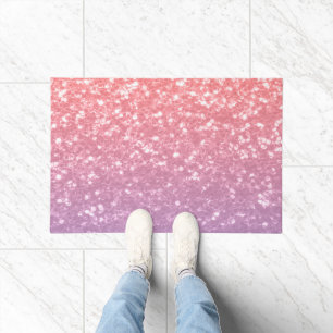 Rose pink purple lavender faux sparkles glitters doormat