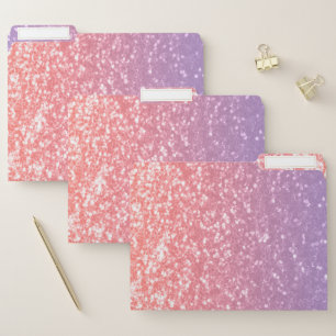 Rose pink purple lavender faux sparkles glitters file folder