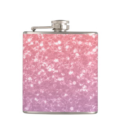 Rose pink purple lavender faux sparkles glitters flask