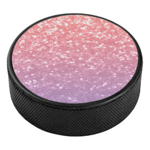 Rose pink purple lavender faux sparkles glitters hockey puck