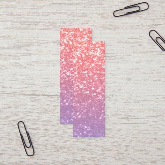 Rose pink purple lavender faux sparkles glitters mini business card (Front/Back In Situ)