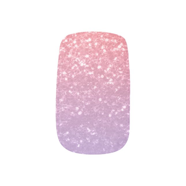 Rose pink purple lavender faux sparkles glitters minx nail art (Right Thumb)