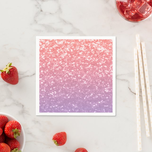 Rose pink purple lavender faux sparkles glitters napkins (Insitu)