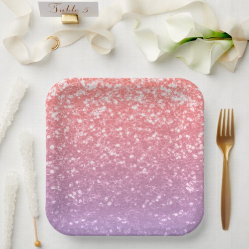 Rose pink purple lavender faux sparkles glitters paper plates