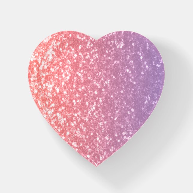 Rose pink purple lavender faux sparkles glitters paperweight (Front)