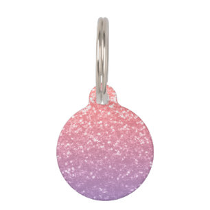 Rose pink purple lavender faux sparkles glitters pet ID tag