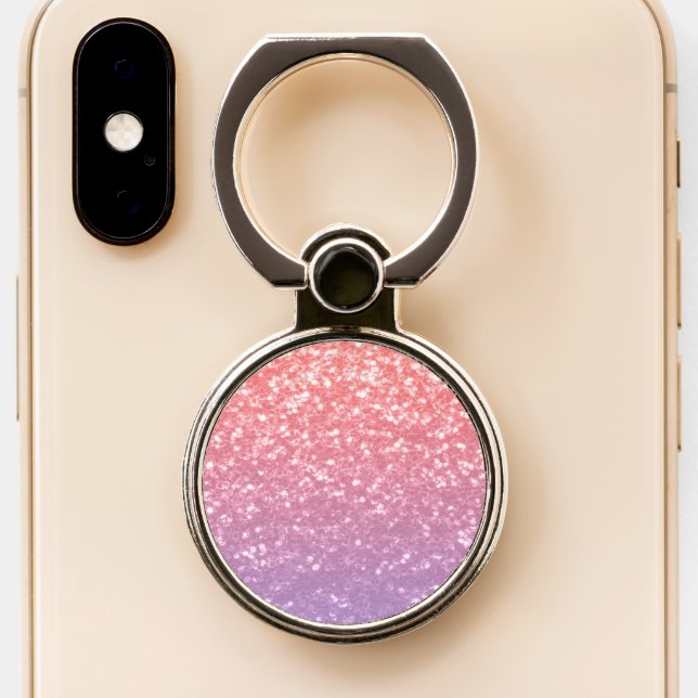 Rose pink purple lavender faux sparkles glitters phone ring stand (Close Up)