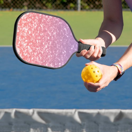 Rose pink purple lavender faux sparkles glitters pickleball paddle