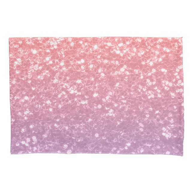Rose pink purple lavender faux sparkles glitters pillow case (Front)