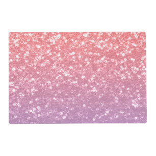 Rose pink purple lavender faux sparkles glitters placemat