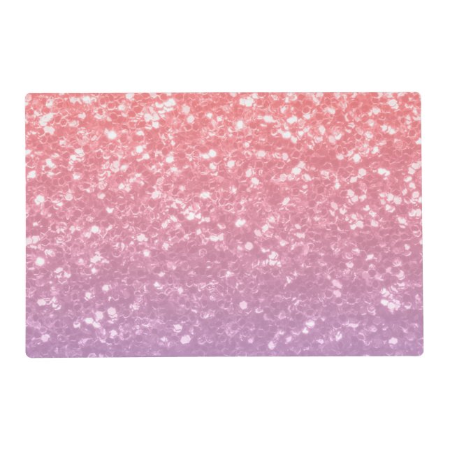 Rose pink purple lavender faux sparkles glitters placemat (Front)