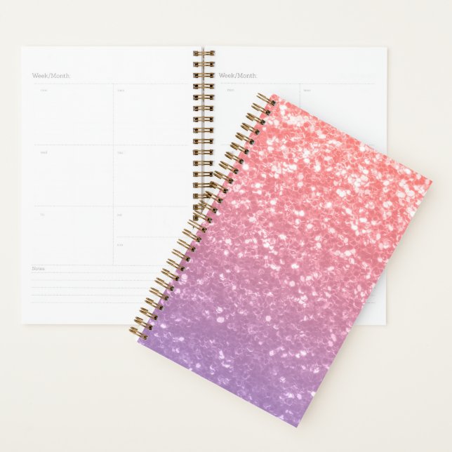 Rose pink purple lavender faux sparkles glitters planner (Display)