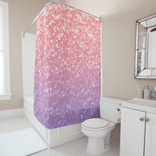 Rose pink purple lavender faux sparkles glitters shower curtain