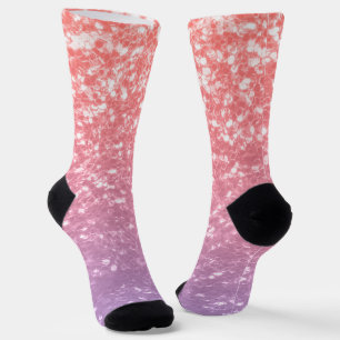 Rose pink purple lavender faux sparkles glitters socks